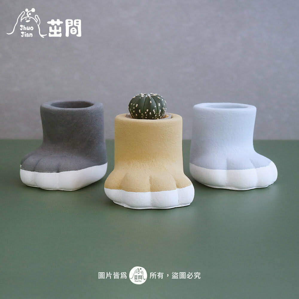 貓奴受不了 貓掌水泥盆