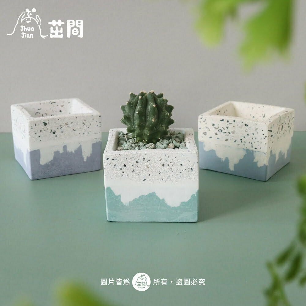 磨石子雙層 方形水泥盆