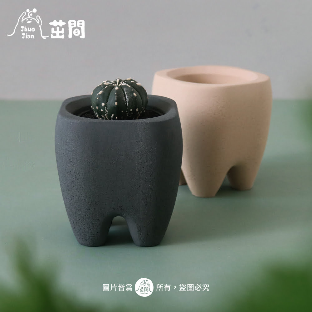 完美大牙齒 造型水泥盆